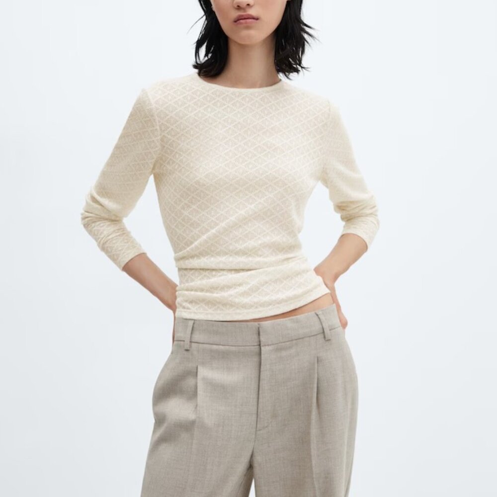 Mango | Textured Long Sleeve T-Shirt